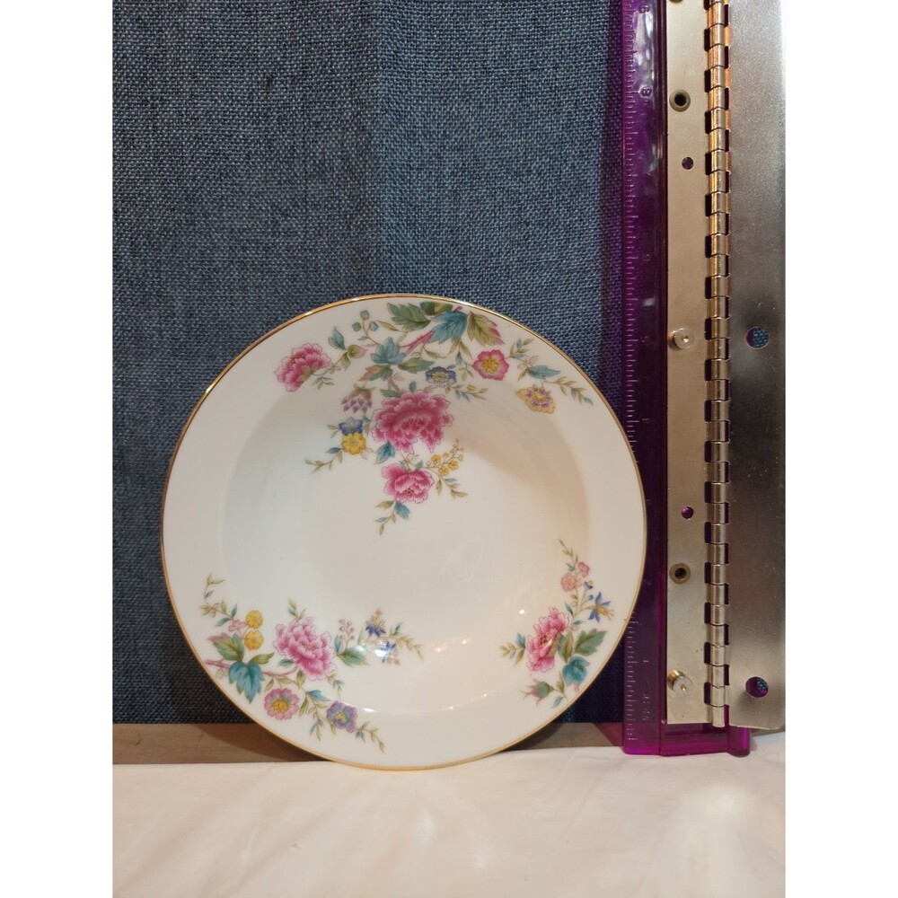 Noritake Peony 5053 China 7.5" Soup Bowl Floral Gold Rim Vintage